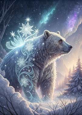 Winter Bear with Snowflake Decorations