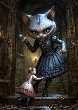 Alice and Cheshire Cat Encounter