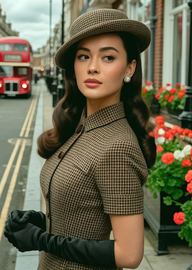 Elegant Woman in London Street Scene