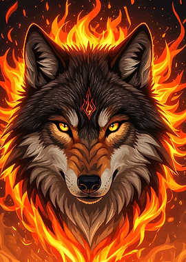Fiery Wolf Portrait
