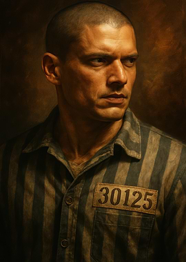 Michael Scofield Portrait with Striped Uniform