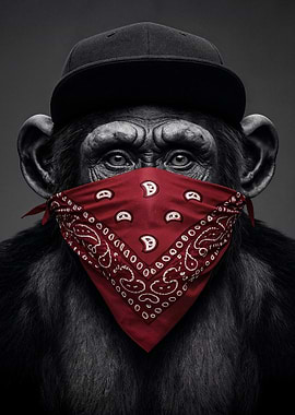 Monkey with Bandana and Cap