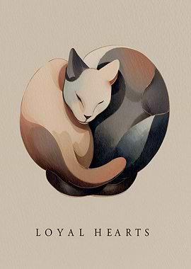 Loyal Hearts: Two Cats Cuddling