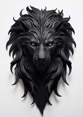 Black Lion Head Sculpture