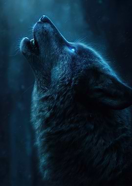 Howling Wolf in the Night