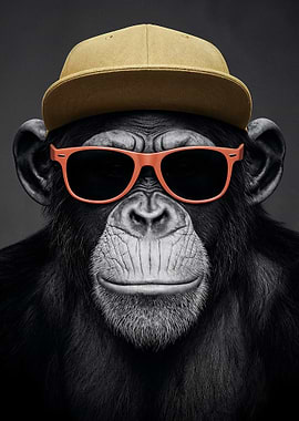 Cool Monkey with Hat and Sunglasses