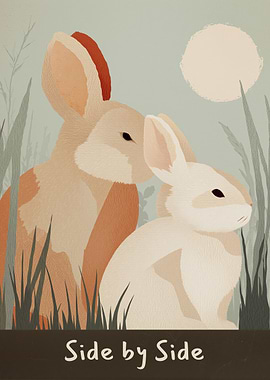 Two Rabbits Side by Side