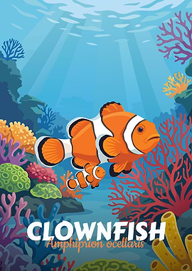 Clownfish underwater scene illustration