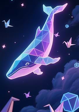 Geometric Whale and Origami Cranes