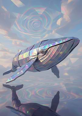 Iridescent Whale in Dreamy Landscape