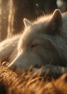 White Wolf During Golden Hour