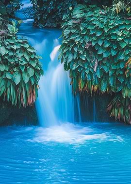 Waterfall with Lush Greenery