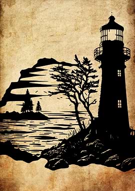 Lighthouse Silhouette Landscape