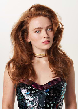 Sadie Sink Portrait with Sequined Top