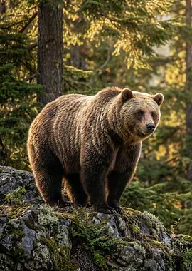 Grizzly Bear Portrait in Forest