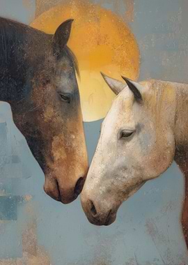 Two Horses Under a Golden Sun