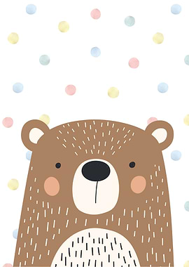 Cute Bear with Polka Dot Background
