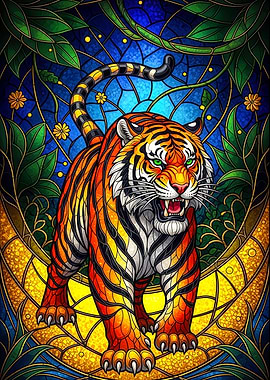 Stained Glass Tiger