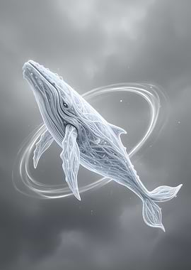 Abstract Whale in Gray Sky