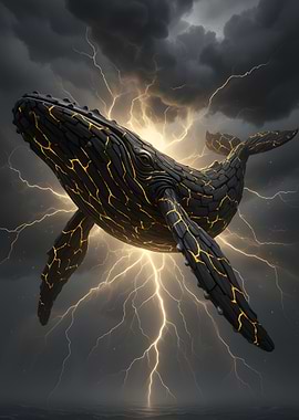 Electric Whale in Stormy Sky