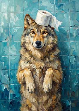 Wolf with Toilet Paper