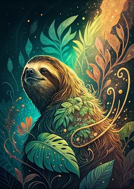 Sloth in a Lush Jungle