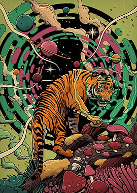 Psychedelic Tiger in Space