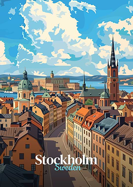 Stockholm Sweden Cityscape Illustration