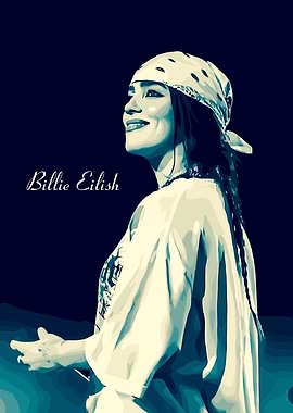Billie Eilish Portrait in Teal Tones
