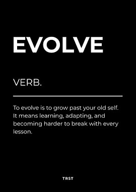 Evolve – Minimalist Black & White Motivational Definition Wall Art