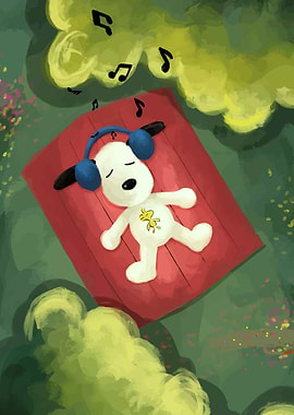 Snoopy Listening to Music