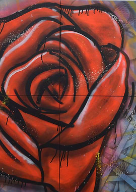 Abstract Red Rose Graffiti Art