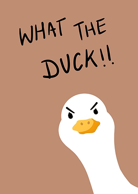Angry Duck Cartoon Illustration 'WHAT THE DUCK!!'