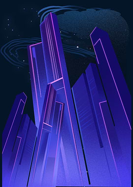 Abstract Neon Cityscape