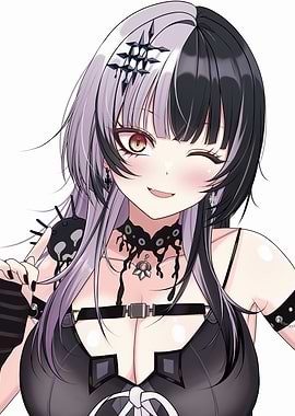 Anime Girl with Black and White Hair