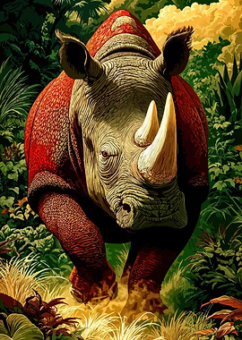 Red Rhinoceros in Jungle