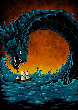 Sea Serpent Attack on Sailing Ship