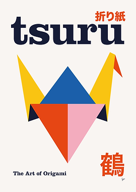 No01 Tsuru Origami Geometric Poster