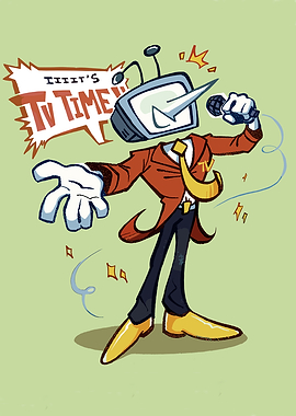 Cartoon TV Head Character Illustration