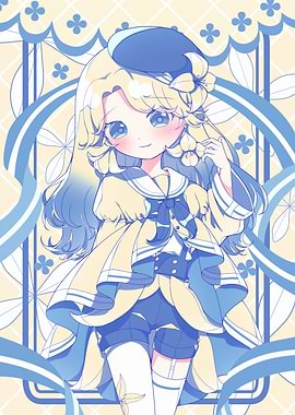Anime Girl in Blue and Yellow