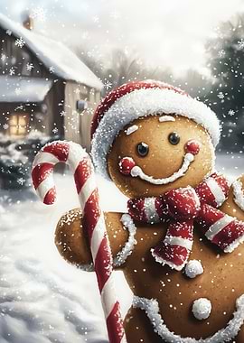Gingerbread Man Christmas Scene