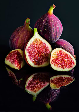 Still Life of Figs on Black