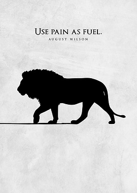 Minimalist Lion Inspirational Poster – “Use Pain as Fuel” Motivational Art