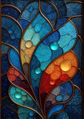Abstract Stained Glass Floral Design