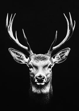 Monochrome Deer Portrait