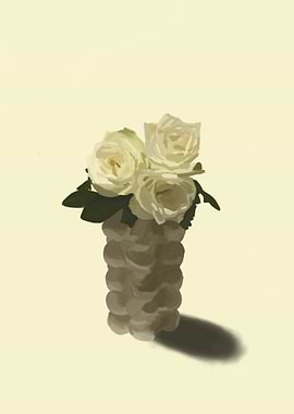 White Roses in Vase Still Life