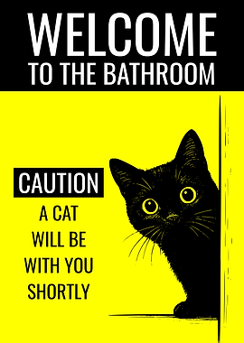 Welcome to the Bathroom Cat Yellow