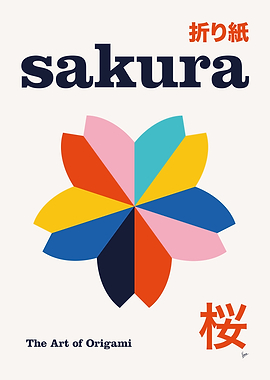 No04 Sakura Origami Geometric Poster