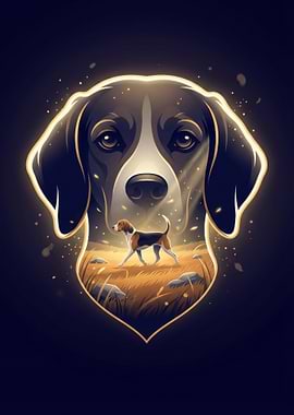 Dog Portrait with Landscape Scene