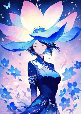 Anime Girl with Flower Crown